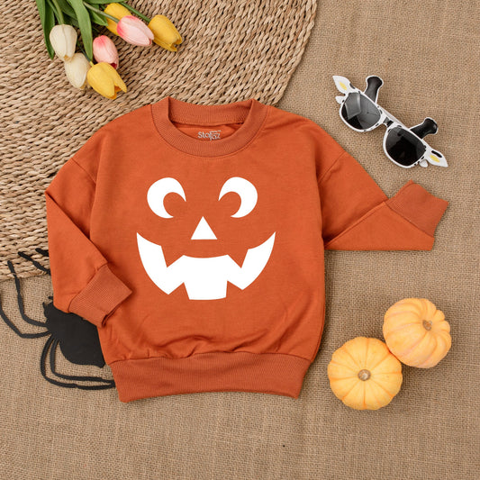 Minimalist Jack-O'-Lantern Toddler Shirt, Playful Pumpkin Face Halloween Outfit, Thanksgiving Sweatshirt, Comfy Fall Kid Clothes, Autumn Baby Tee 138 chars