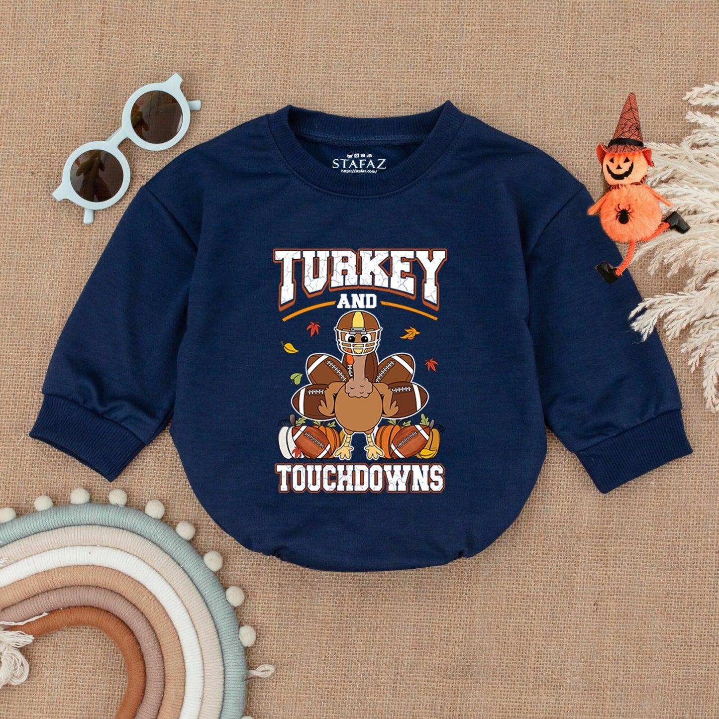 Touchdowns & Turkey Thanksgiving Romper | Fall Baby Outfit