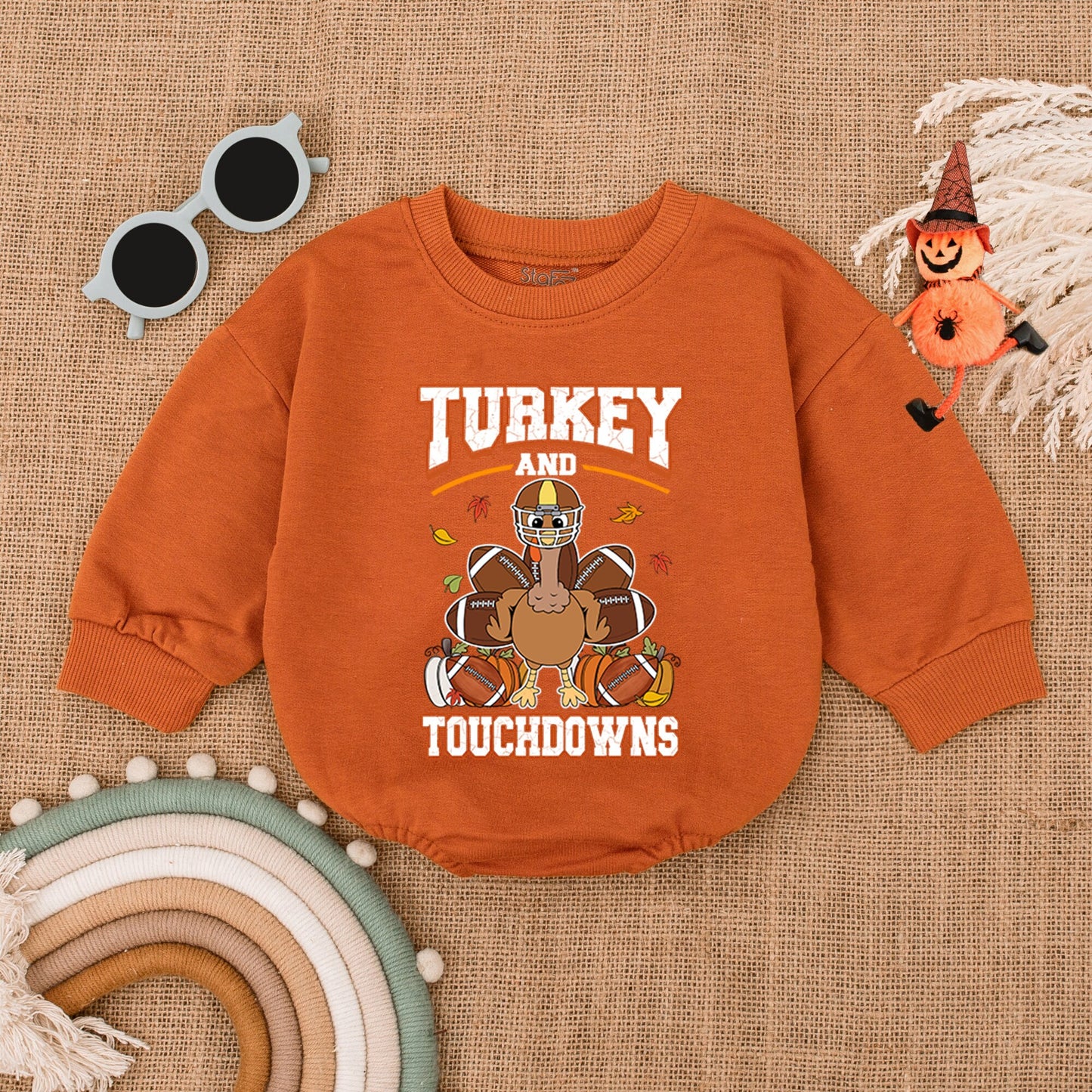 Touchdowns & Turkey Thanksgiving Romper | Fall Baby Outfit
