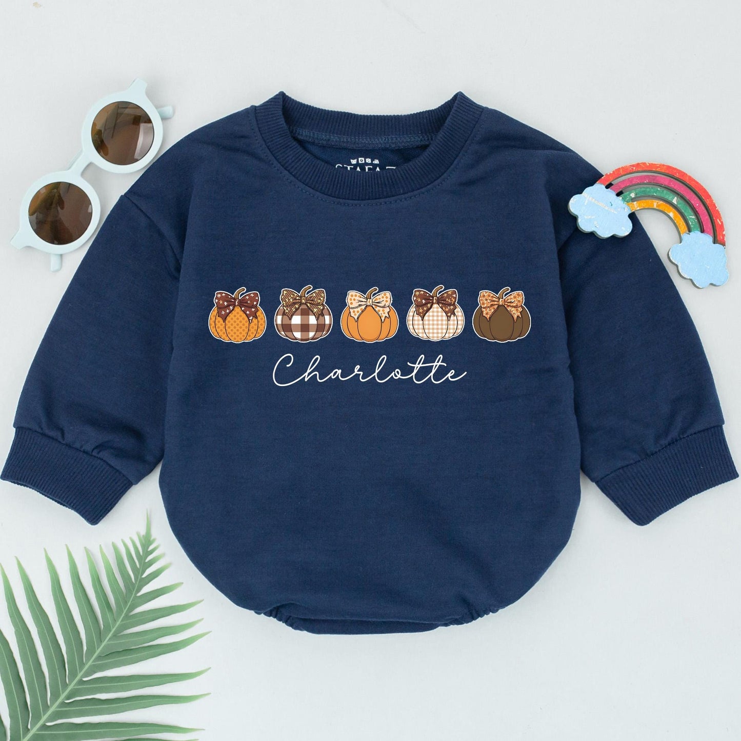 Retro Pumpkin Romper with Custom Name – Perfect Fall Baby Gift