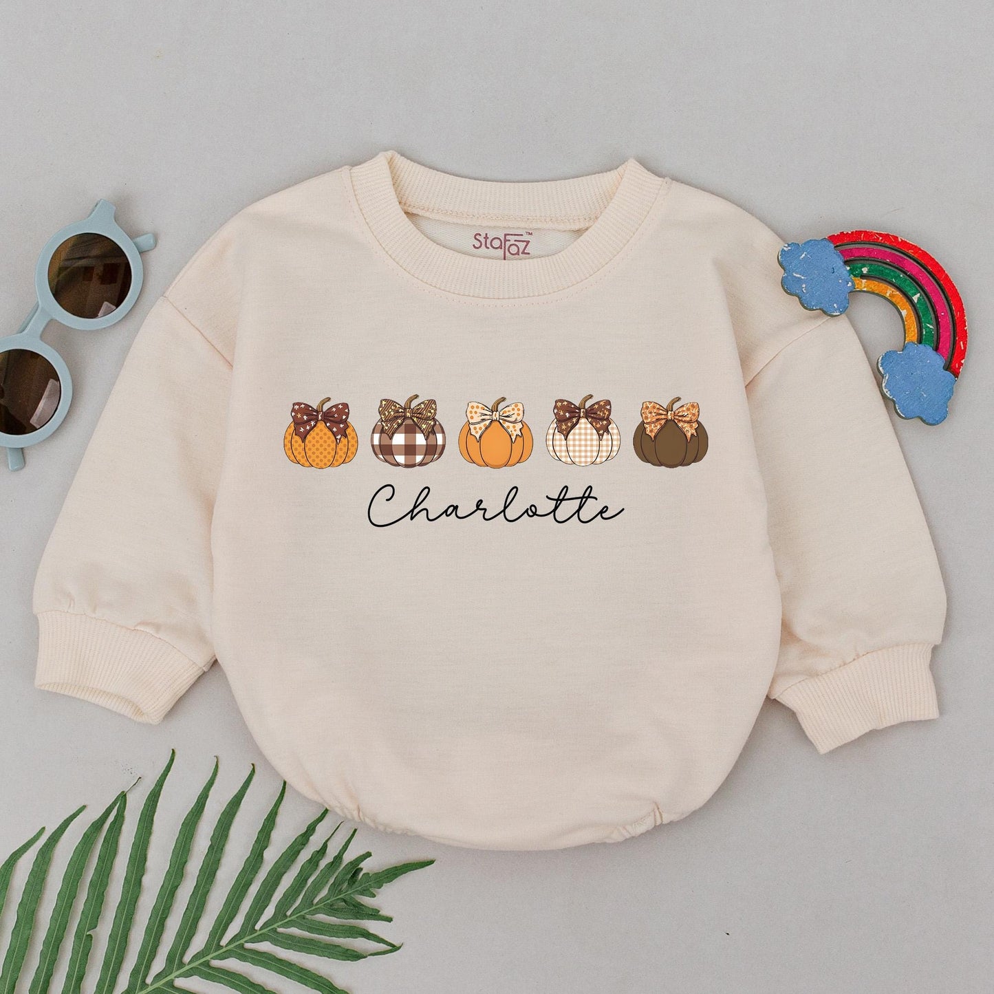 Retro Pumpkin Romper with Custom Name – Perfect Fall Baby Gift