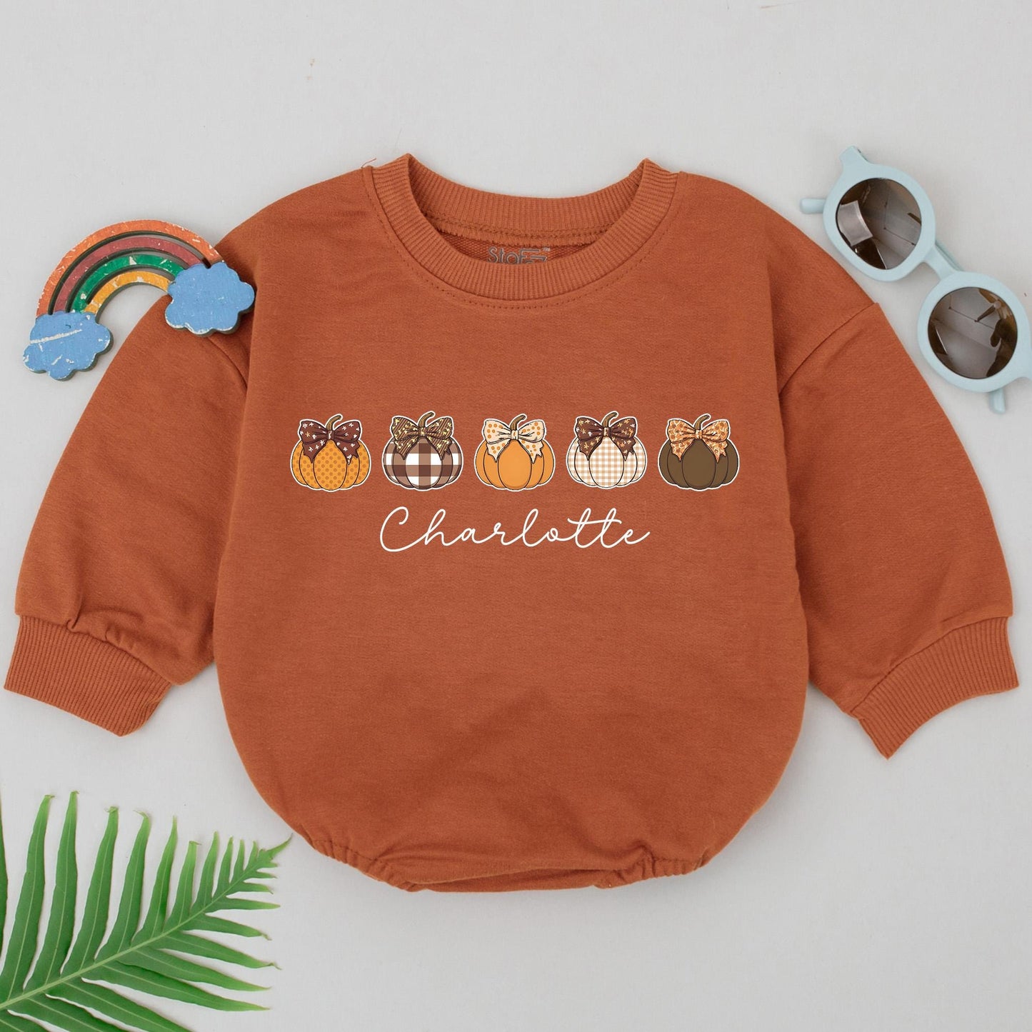 Retro Pumpkin Romper with Custom Name – Perfect Fall Baby Gift