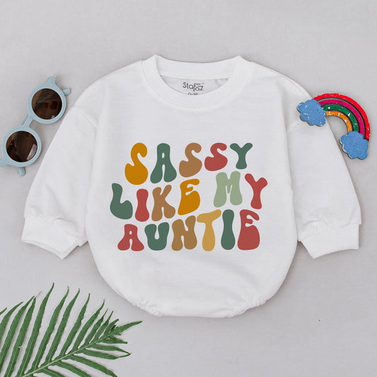 Auntie's Retro Romper: Newborn Gift for Baby Reveal & Announcements