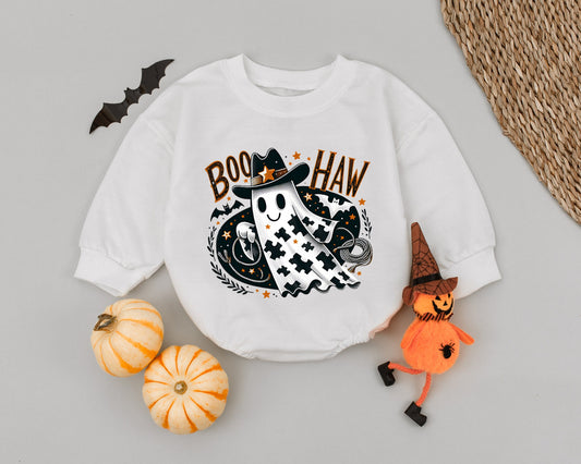 Country Cutie Ghost Halloween Romper – Adorable First Outfit