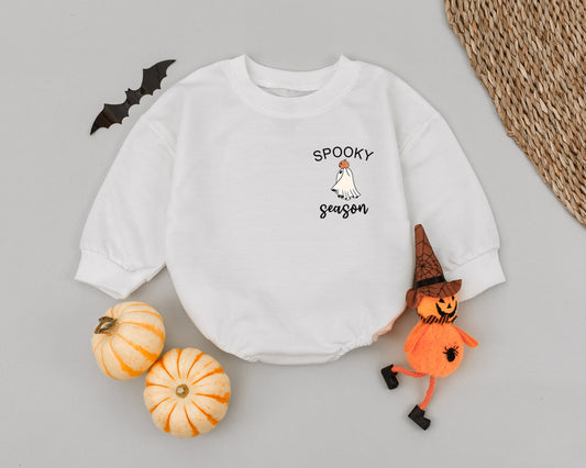 Baby's First Spooky Season: Cute Ghost & Pumpkin Halloween Romper