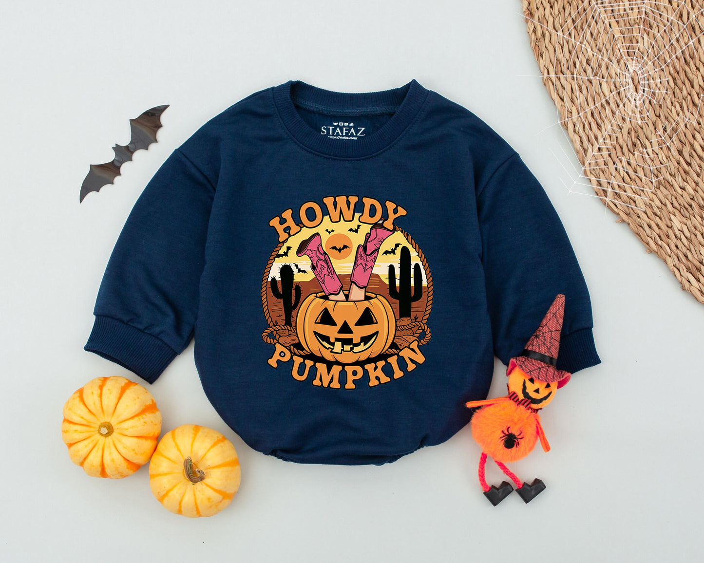 Pumpkin Cowgirl Baby Romper: Cute 1st Halloween Western Outfit
