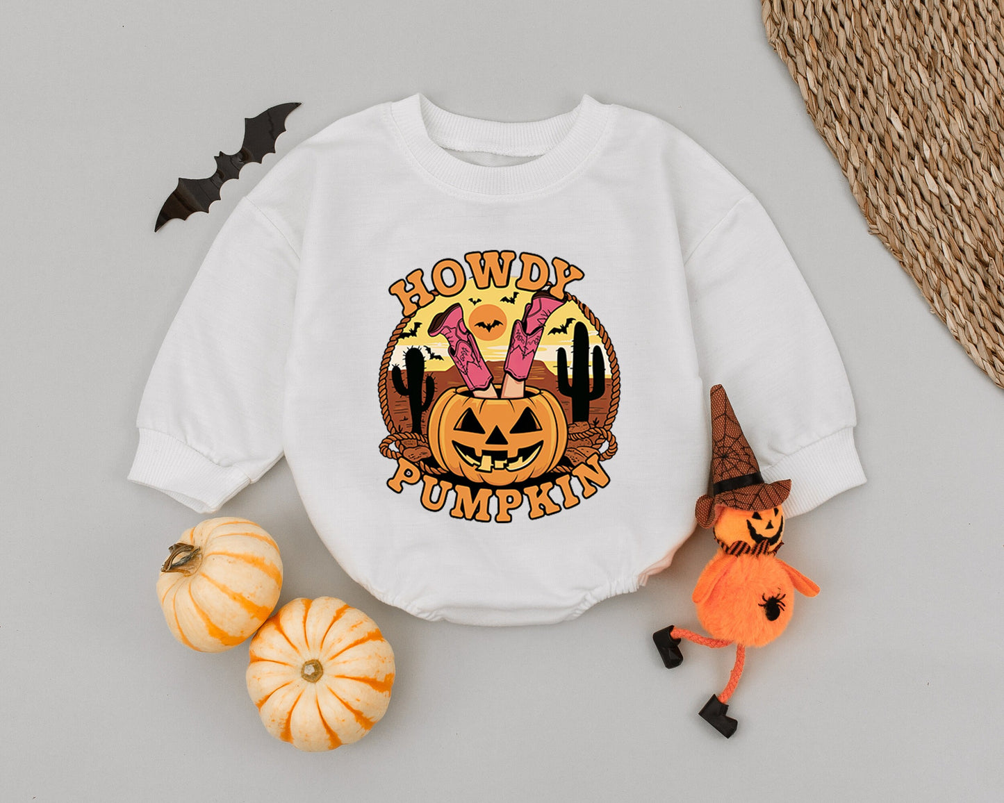 Pumpkin Cowgirl Baby Romper: Cute 1st Halloween Western Outfit