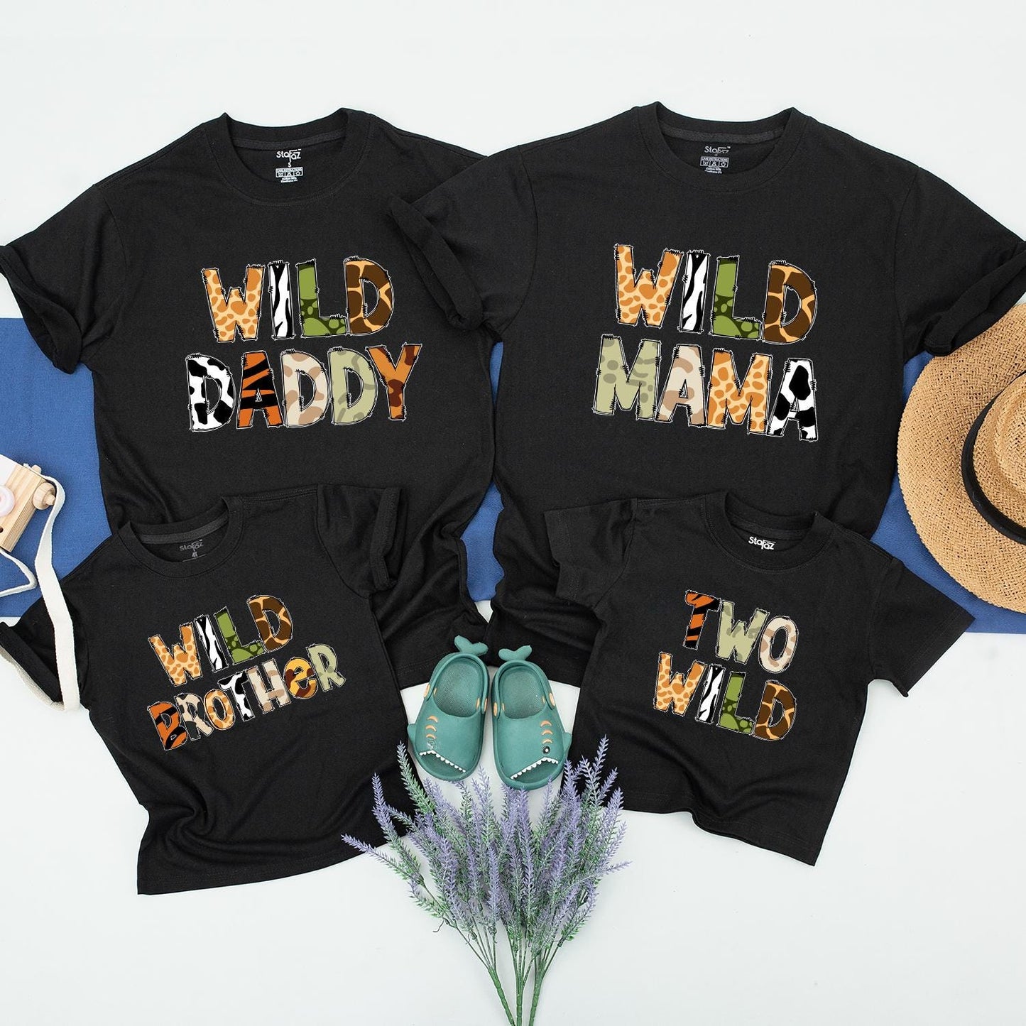Wild One Safari Animal Print Family Matching Birthday T-Shirts for 1st Birthday Party Mommy Daddy Sister Toddler Outfit