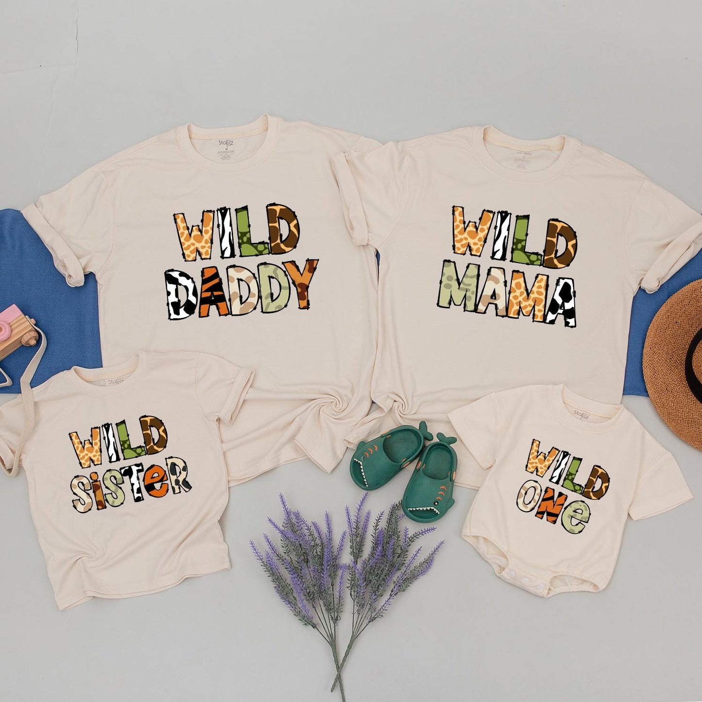 Wild One Safari Animal Print Family Matching Birthday T-Shirts for 1st Birthday Party Mommy Daddy Sister Toddler Outfit
