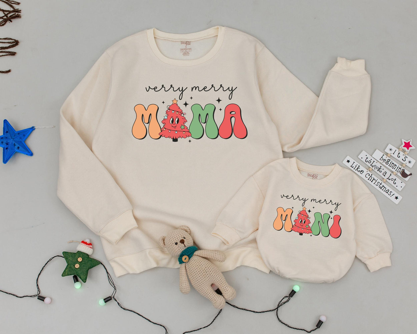 Festive Mom and Me Retro Christmas Sweaters - Matching Family Set