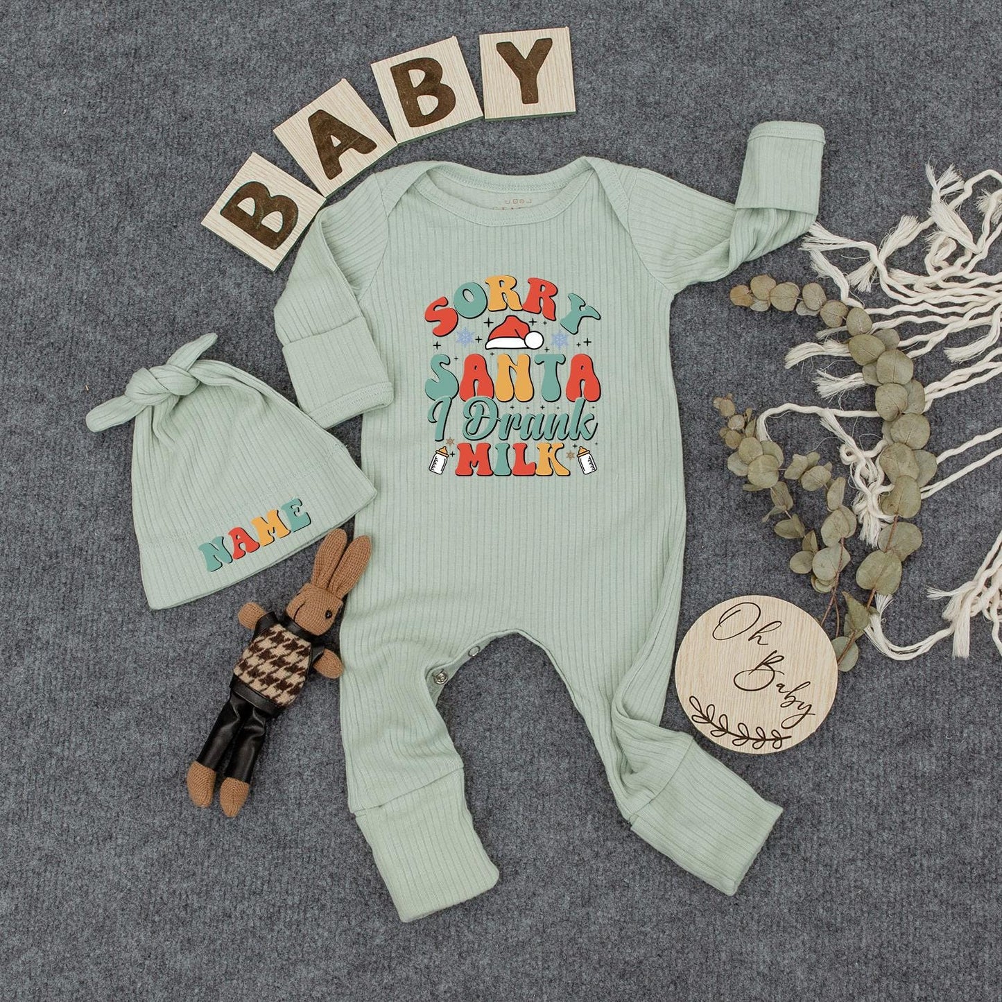 Sorry Santa I Drank The Milk Baby Romper Cozy Christmas Bodysuit Cute Vintage Inspired Outfit Long Sleeve First Christmas Gift