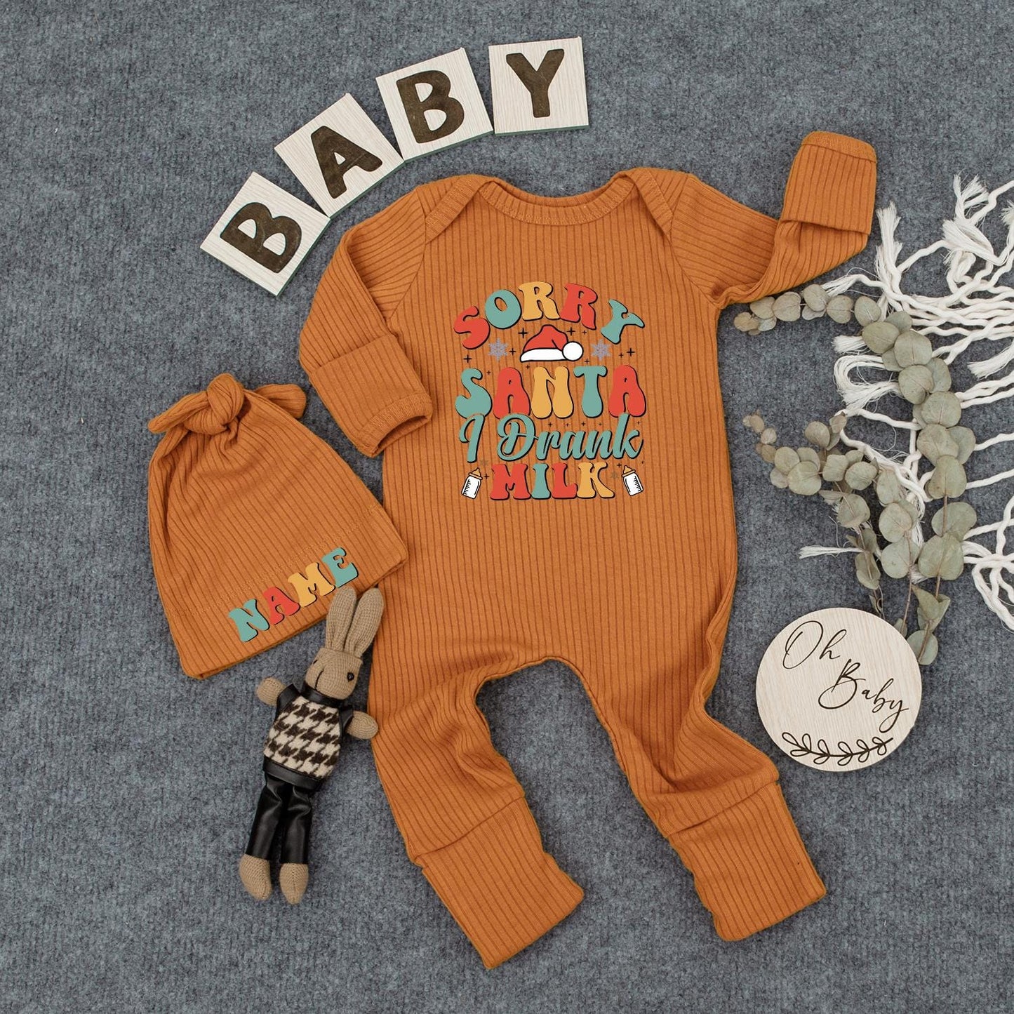 Sorry Santa I Drank The Milk Baby Romper Cozy Christmas Bodysuit Cute Vintage Inspired Outfit Long Sleeve First Christmas Gift