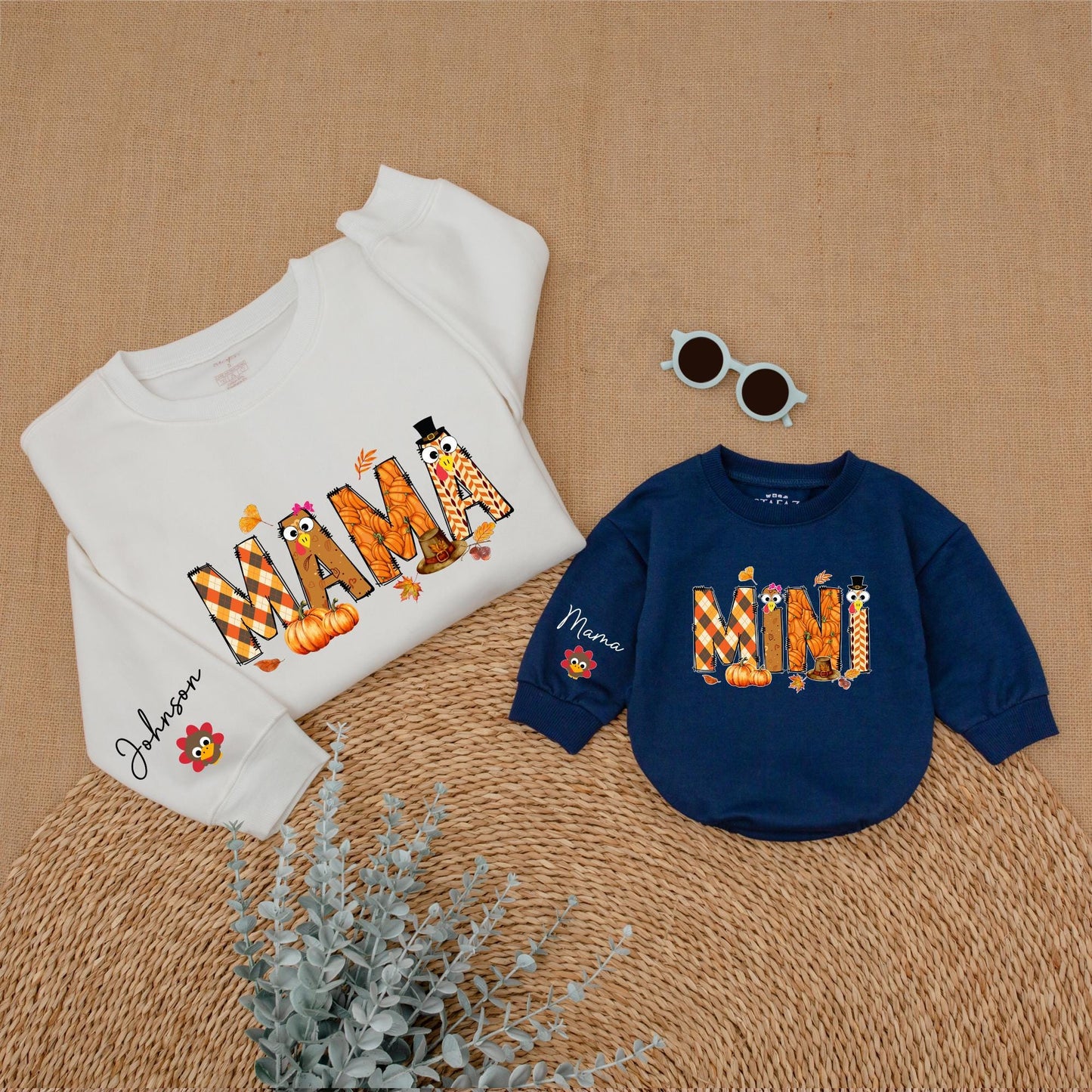 Mom and Mini Thanksgiving Sweaters, Custom Family Fall Outfits