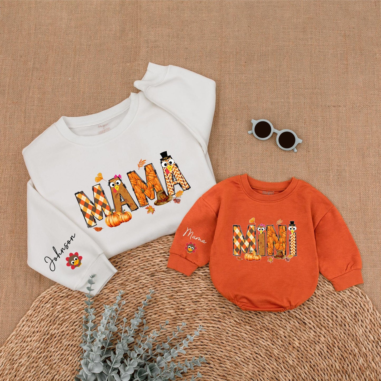 Mom and Mini Thanksgiving Sweaters, Custom Family Fall Outfits