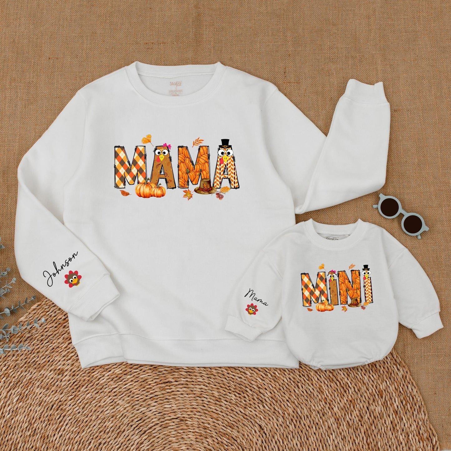 Mom and Mini Thanksgiving Sweaters, Custom Family Fall Outfits