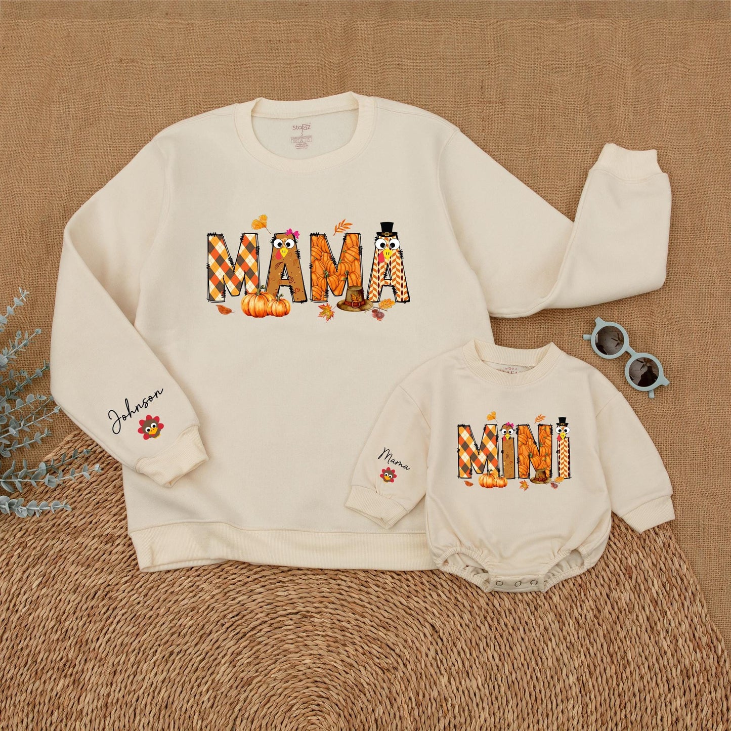 Mom and Mini Thanksgiving Sweaters, Custom Family Fall Outfits