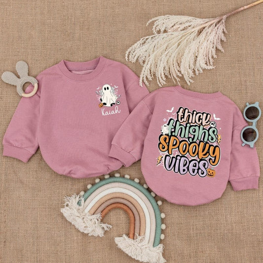 Cute Halloween Baby Romper "Rachel" Ghost Pumpkin Bats Stars Spiderweb Skull for My First Halloween Outfit Baby Shower Gift