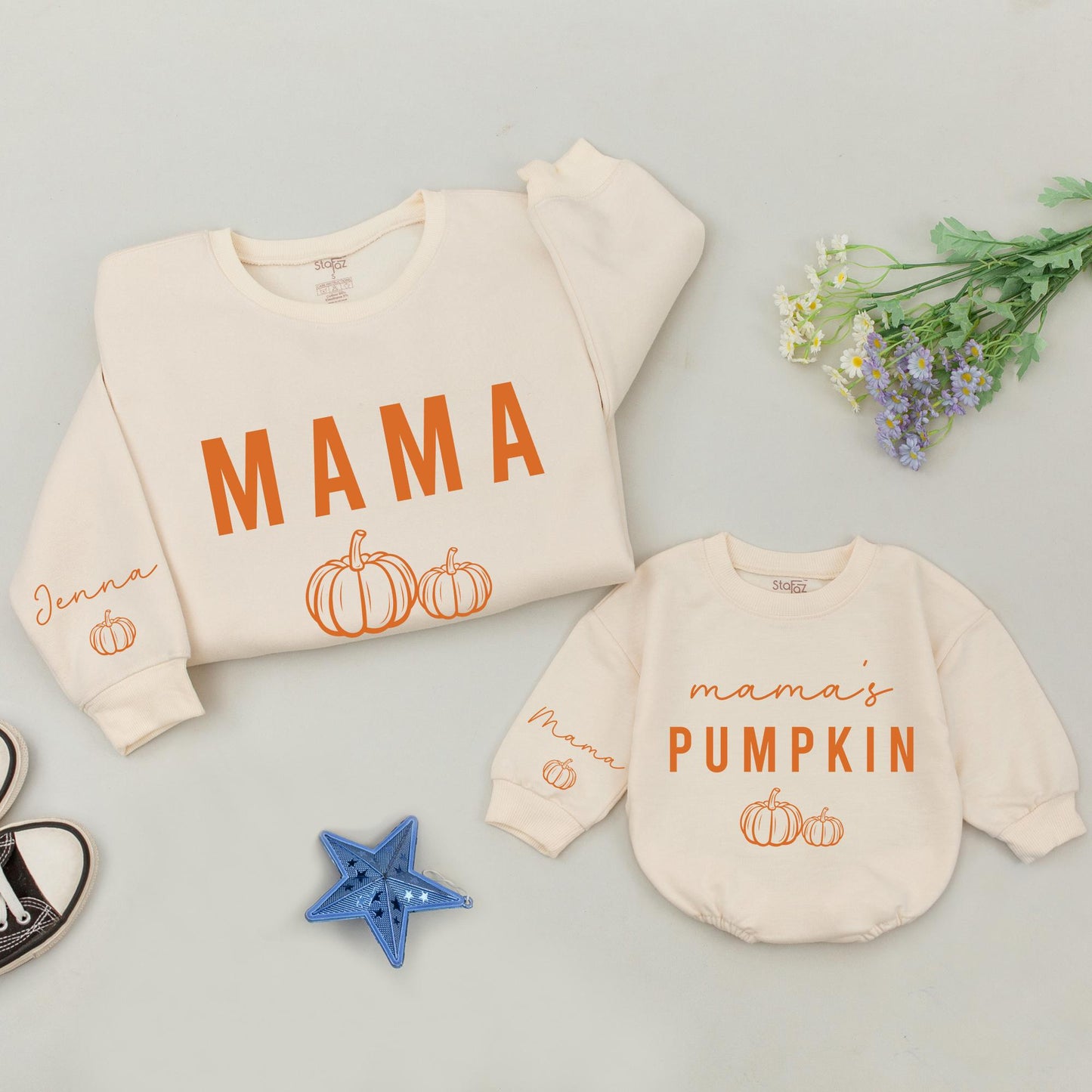 Mama & Mini Pumpkin Sweatshirt Set - Retro Fall Thanksgiving Outfit