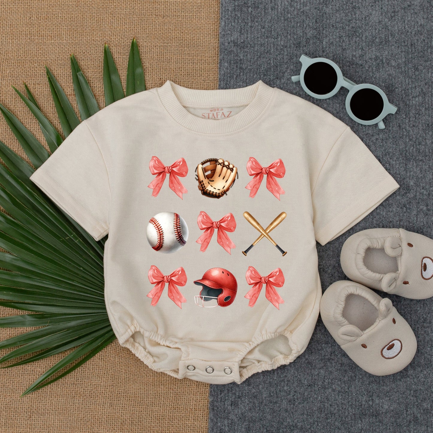 Gameday Baby Romper: Baseball Bow Outfit for Birthday or Shower Gift