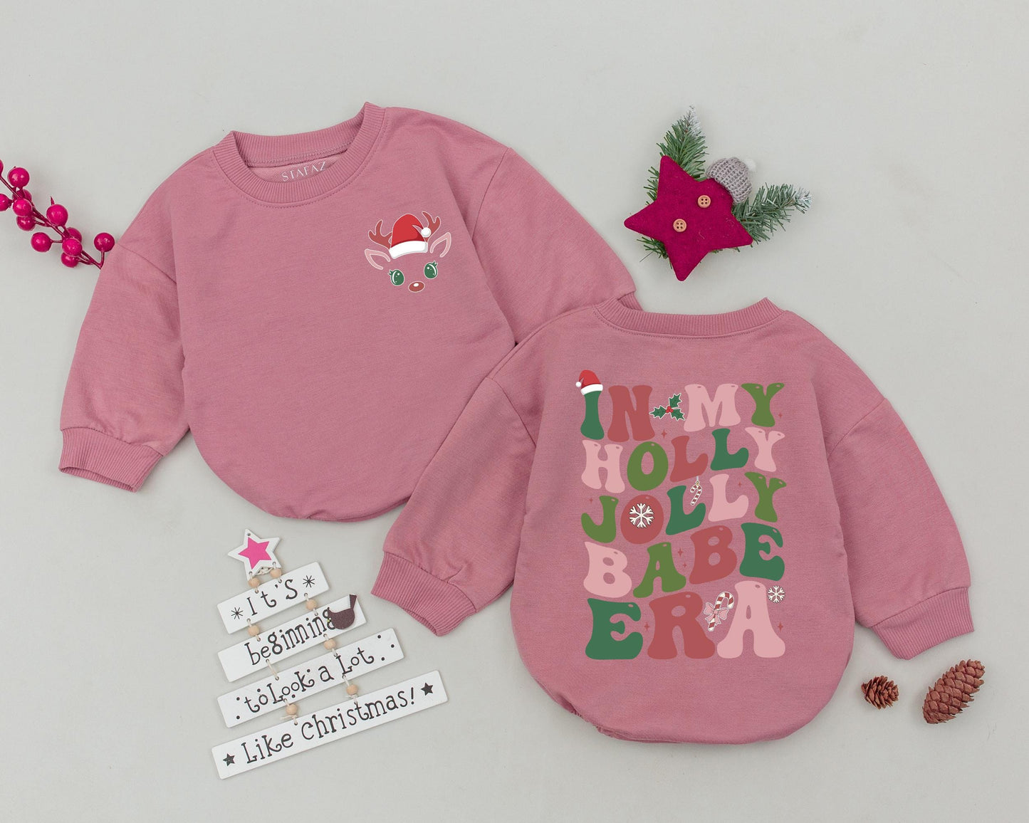 Retro Christmas Bubble Romper - Perfect Baby's First Holiday Outfit