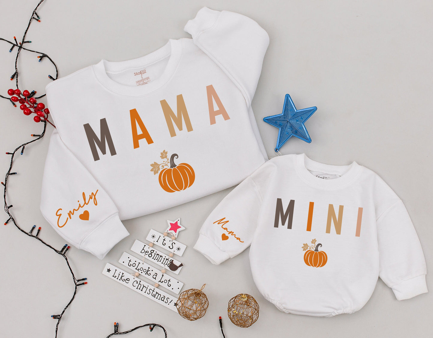 Fall Matching Sweatshirts: Mommy and Me, Personalized Thanksgiving Outfit