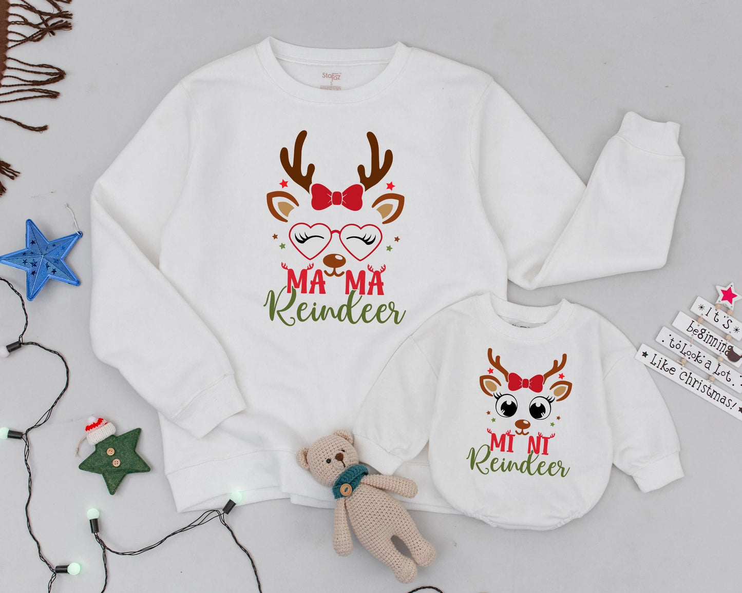 Matching Retro Christmas Sweatshirts, Mommy and Me Personalized Gifts