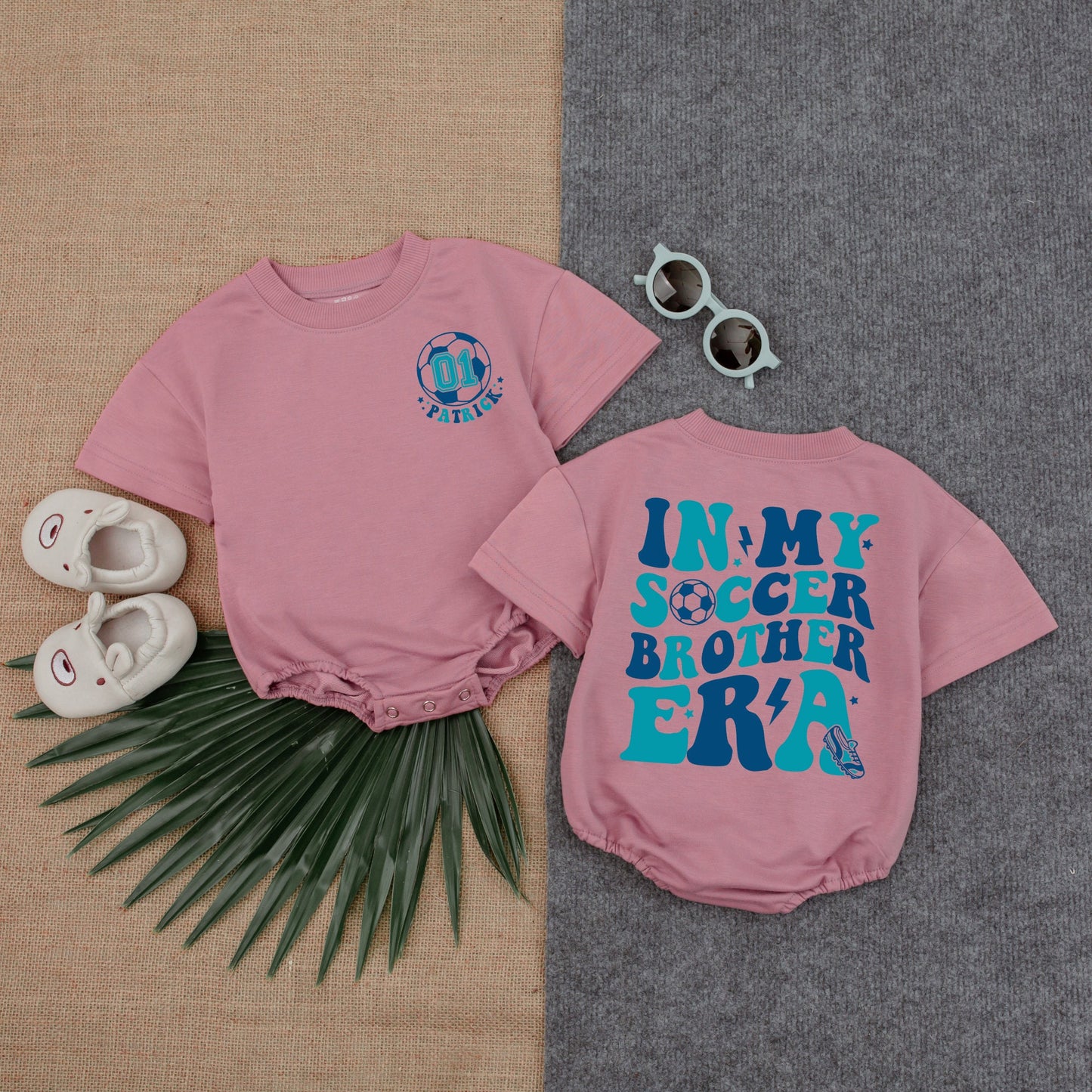 Custom Soccer Brother Romper - Half Birthday & Gameday Baby Outfit