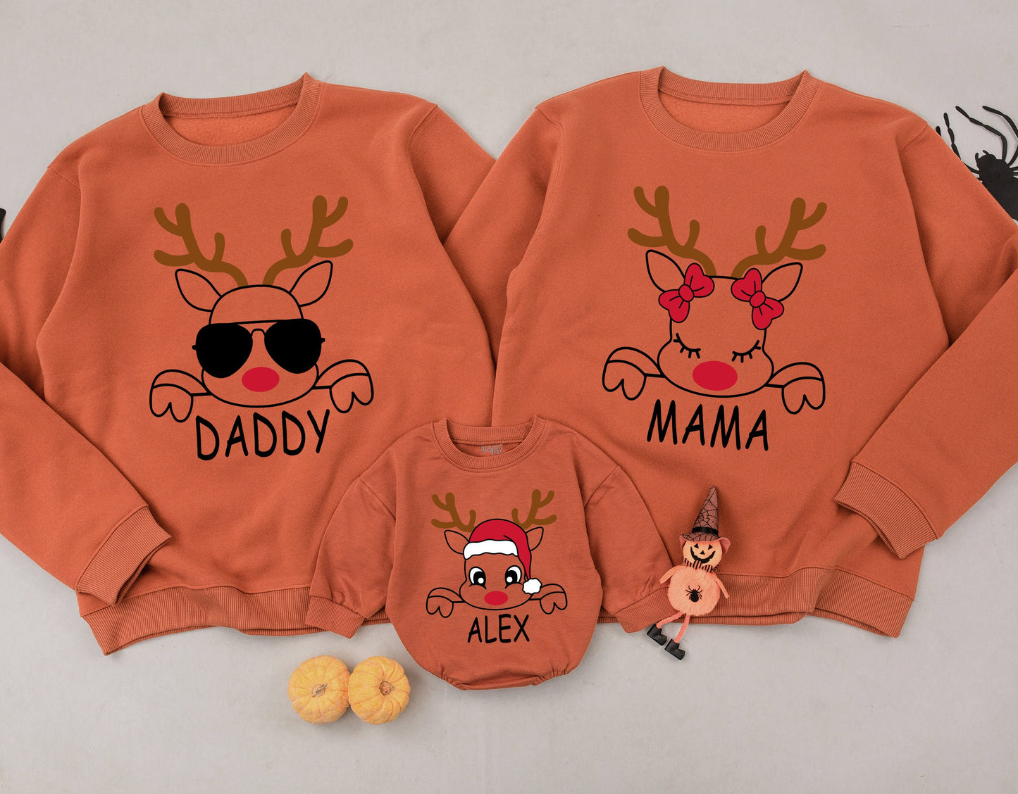 Custom Reindeer Family Sweatshirts: Funny Xmas 2024 & Baby Announcements