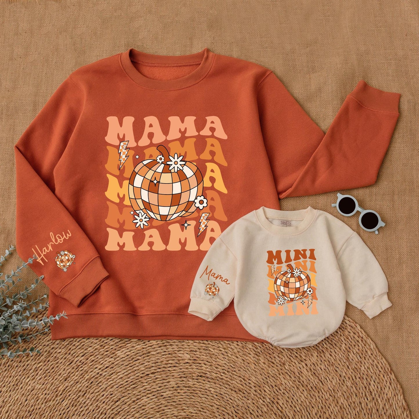 Mama & Mini Personalized Pumpkin Sweatshirt, Thanksgiving Outfit