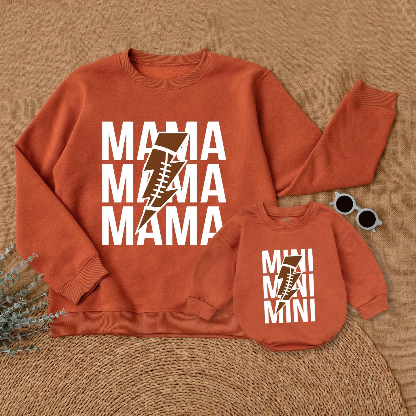 Matching Family Football Sweatshirts: Custom Mom and Baby Outfits