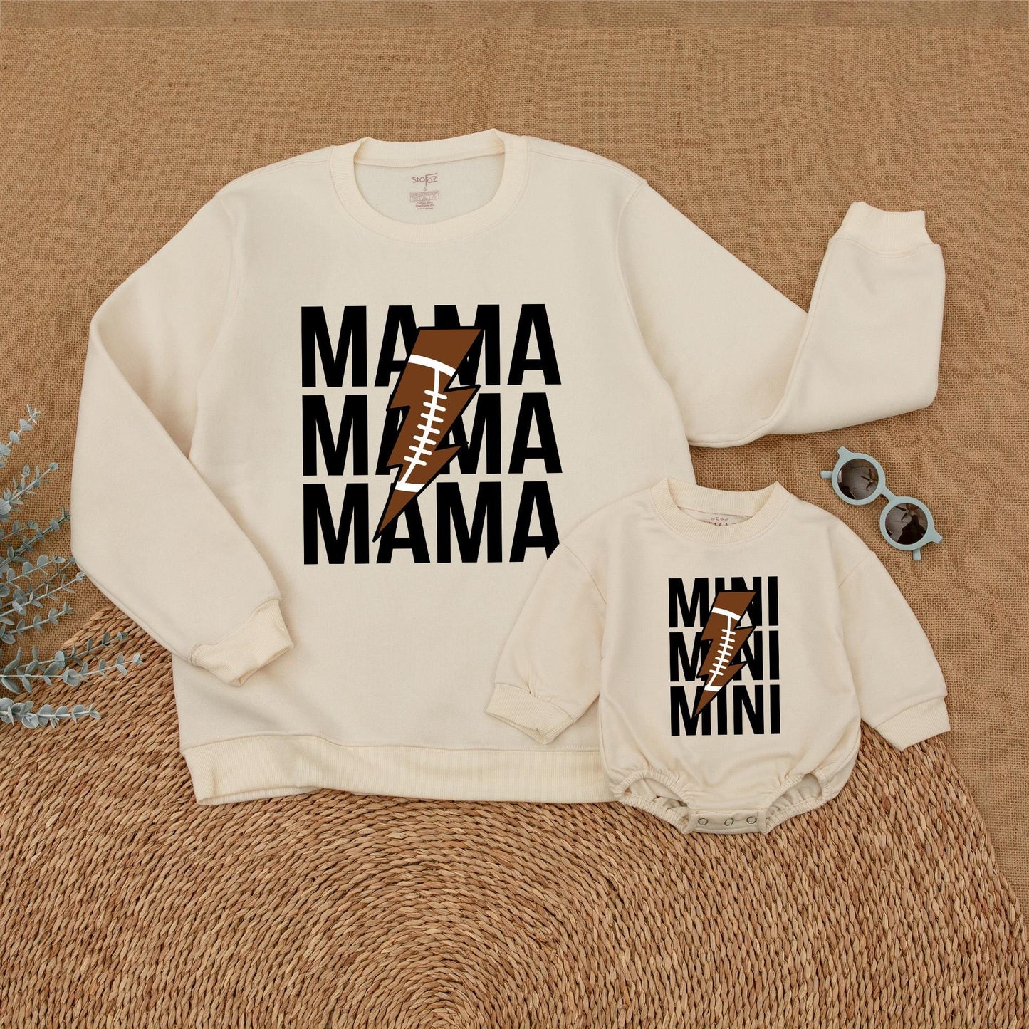 Matching Family Football Sweatshirts: Custom Mom and Baby Outfits