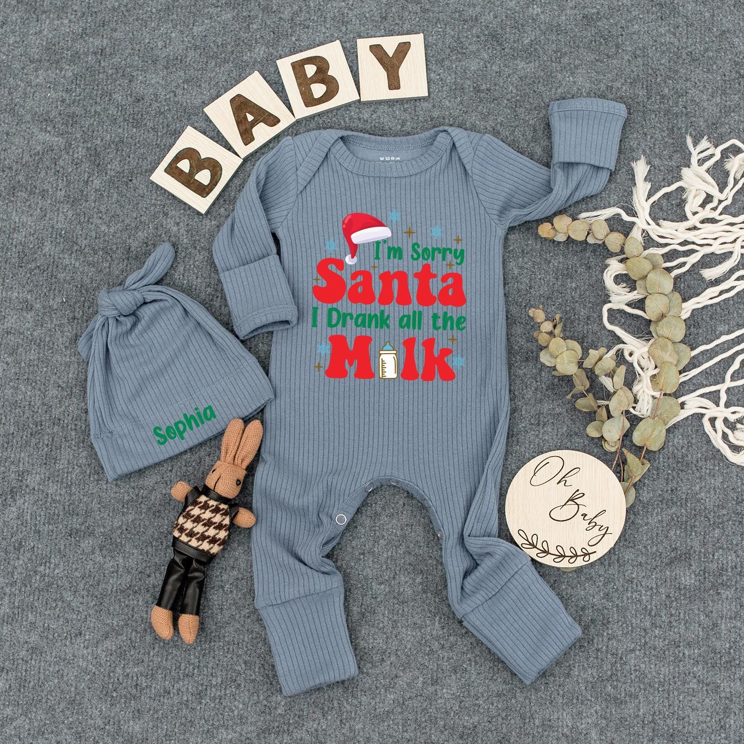 Sorry Santa I Drank The Milk Romper: Baby's First Christmas Outfit, Holiday Bodysuit, Funny Newborn Clothes, Cartoon Red Lettering, Long Sleeve Cozy Gift
