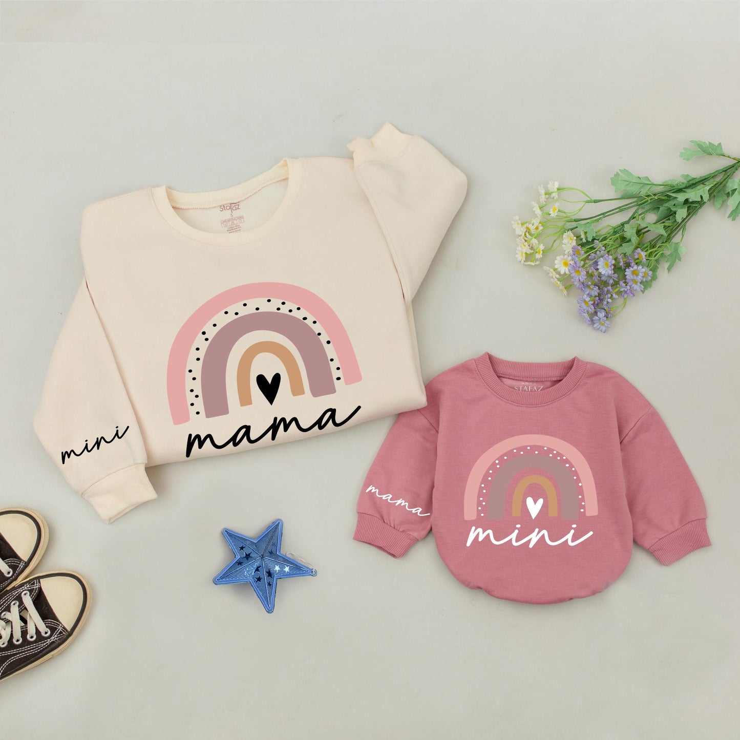 Mama and Mini Fall Rainbow Sweaters, Family Matching Pumpkin Gift