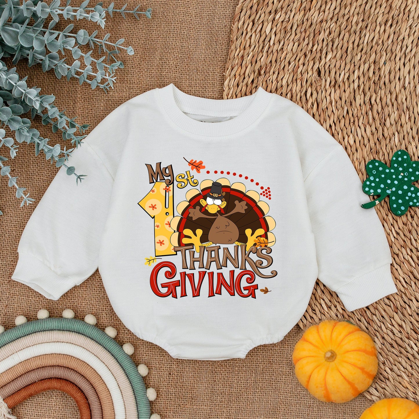 First Thanksgiving Baby Outfit - Little Turkey Romper - Fall Gift