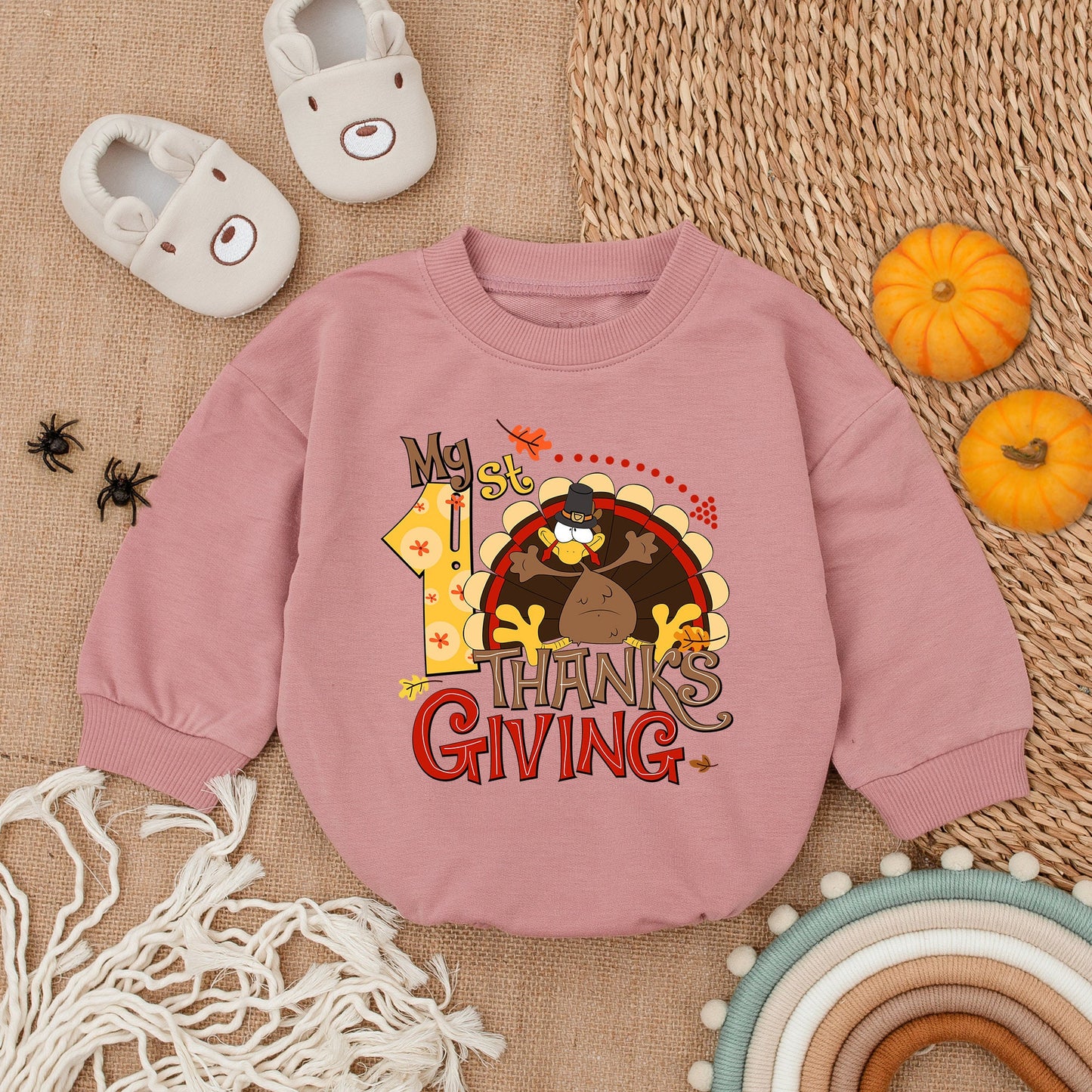 First Thanksgiving Baby Outfit - Little Turkey Romper - Fall Gift