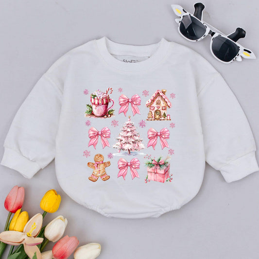 Retro Holiday Baby Romper, First Christmas Outfit, Unisex Festive Wear