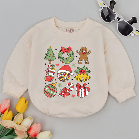 Retro Christmas Baby Romper: Fun 1st Holiday Outfit for Toddlers