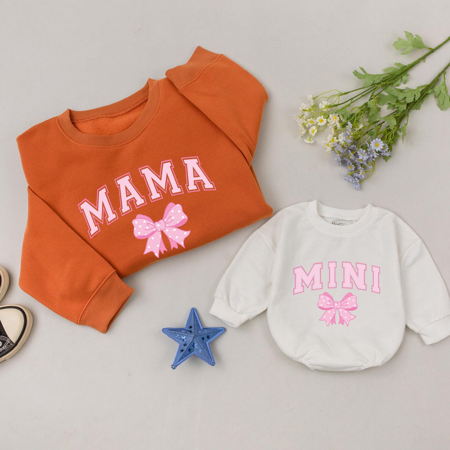 Mama & Mini Bow Sweatshirt Set: Retro Mother's Day & Baby Shower Gift