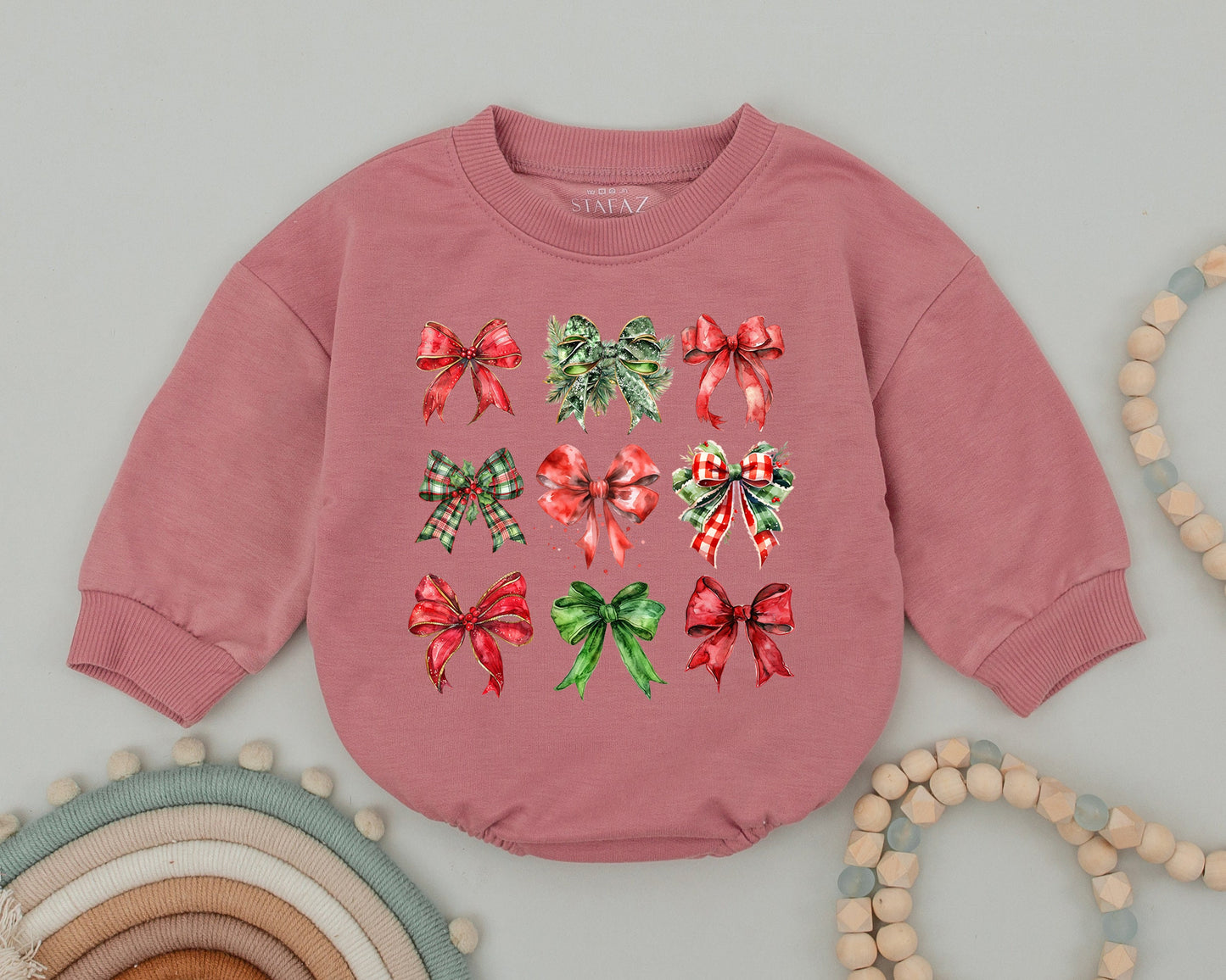 Adorable Baby Girl First Christmas Romper with Festive Plaid Bows, Red Green Holly Berries, Infant Bodysuit, Toddler Clothes, Baby Shower Gift