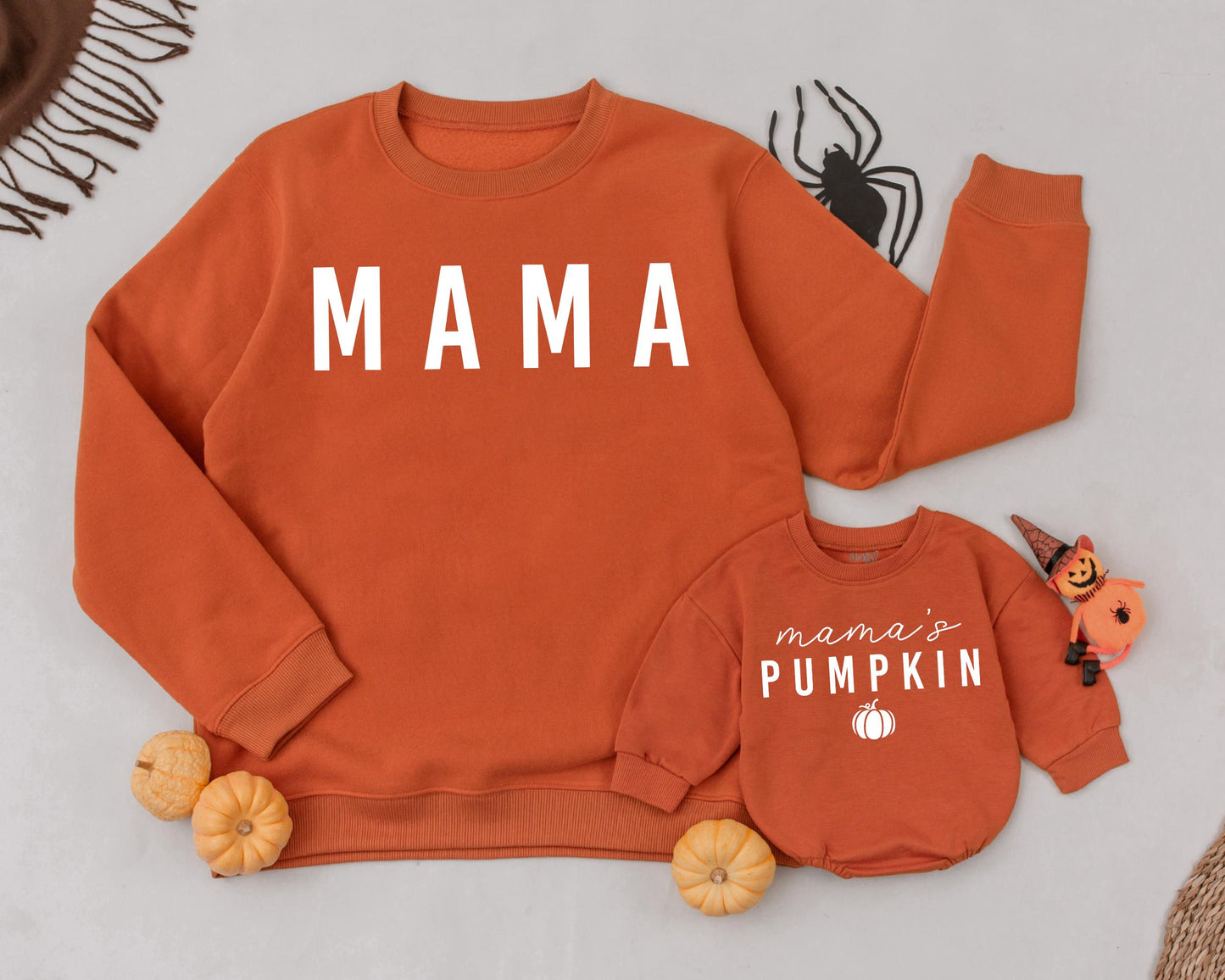Mama's Pumpkin Sweatshirt Matching Mommy and Me Fall Family Outfit Adorable Halloween Costume for Mom and Baby