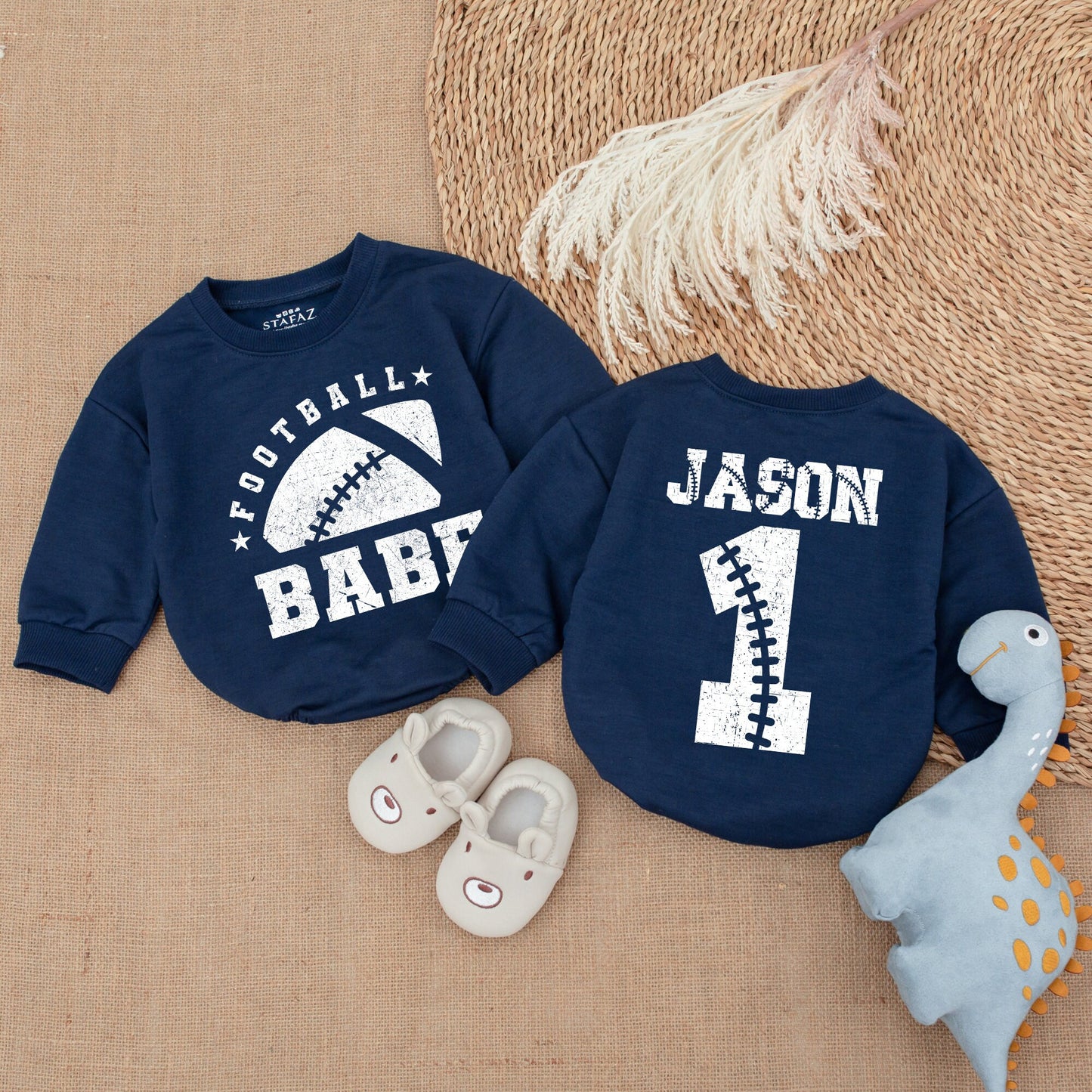 Personalized Baby Football Romper & Kid's Gameday Sweatshirt Gift