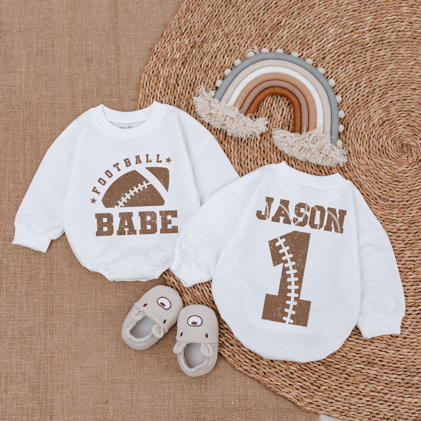 Personalized Baby Football Romper & Kid's Gameday Sweatshirt Gift