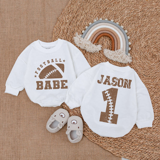 Personalized Baby Football Romper & Kid's Gameday Sweatshirt Gift