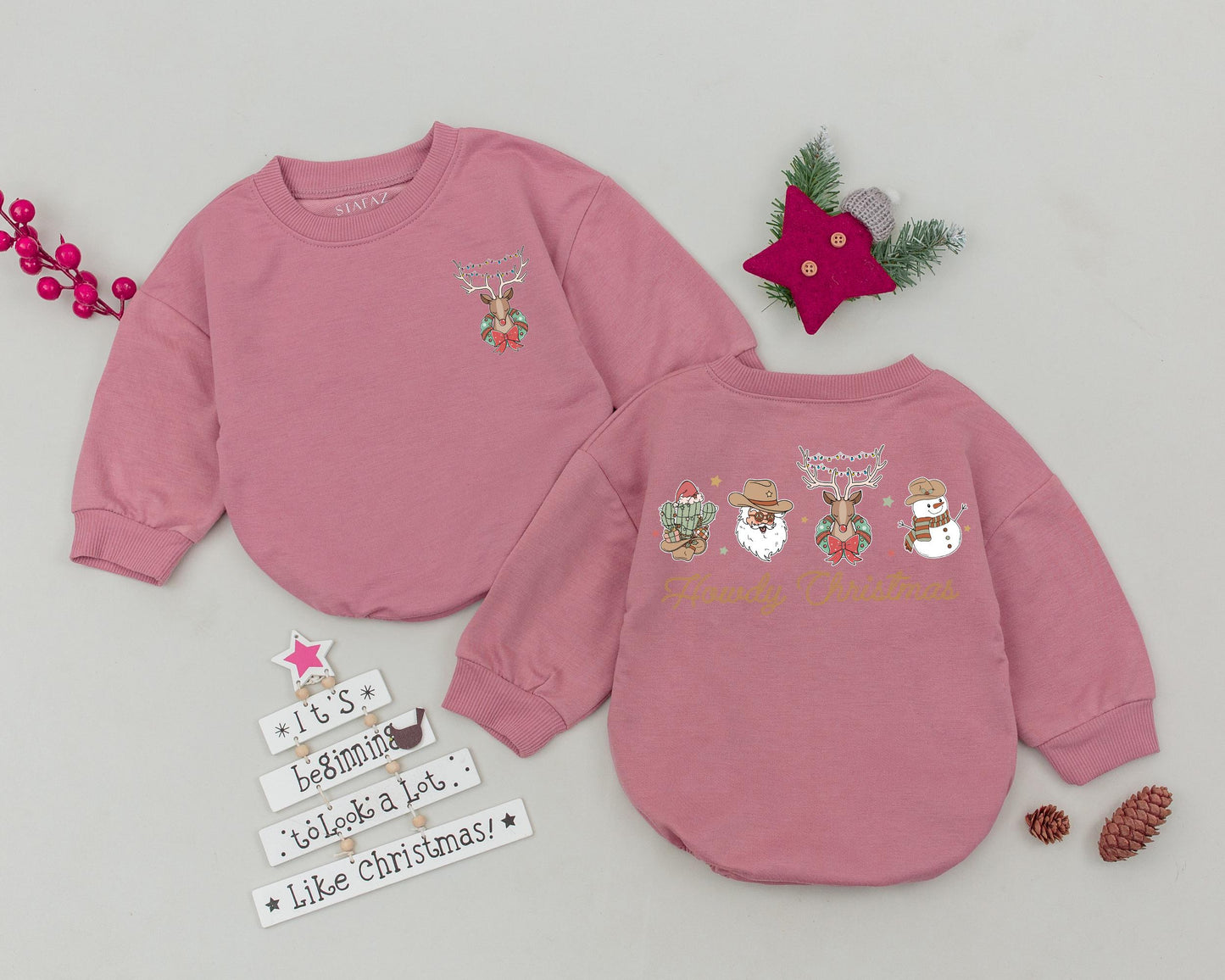 Western Vintage Christmas Newborn Outfit: Personalized Baby Romper