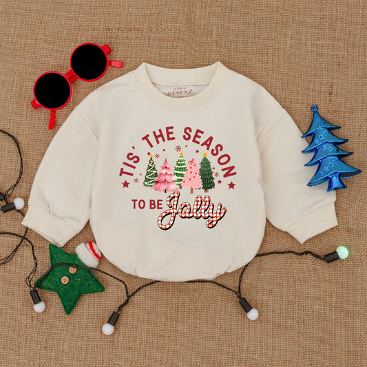 Baby Christmas Bubble Romper & Cozy Sweatshirt Outfit Set