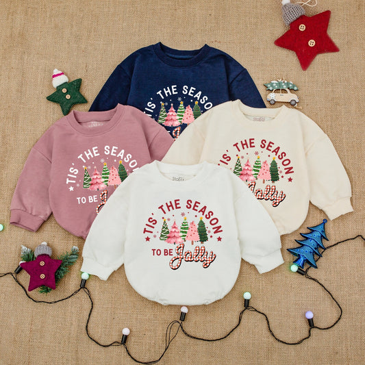 Baby Christmas Bubble Romper & Cozy Sweatshirt Outfit Set