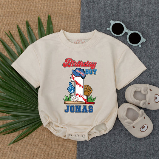 Custom Baseball 1st Birthday Romper – Gender Neutral Baby Gift