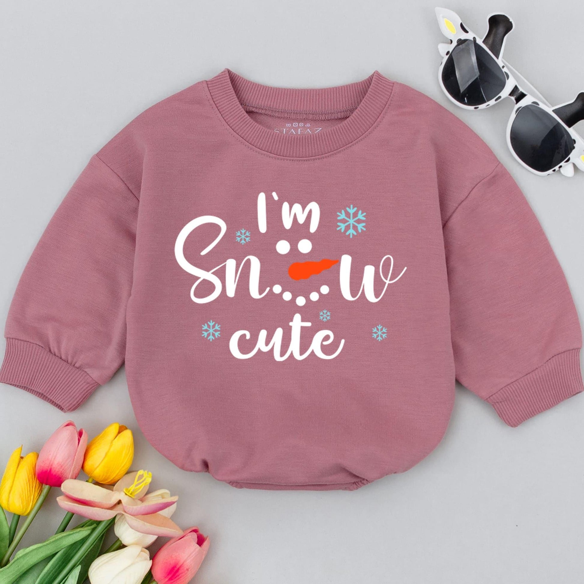Snow Cute Baby Romper - Punny Holiday Outfit Christmas Gift