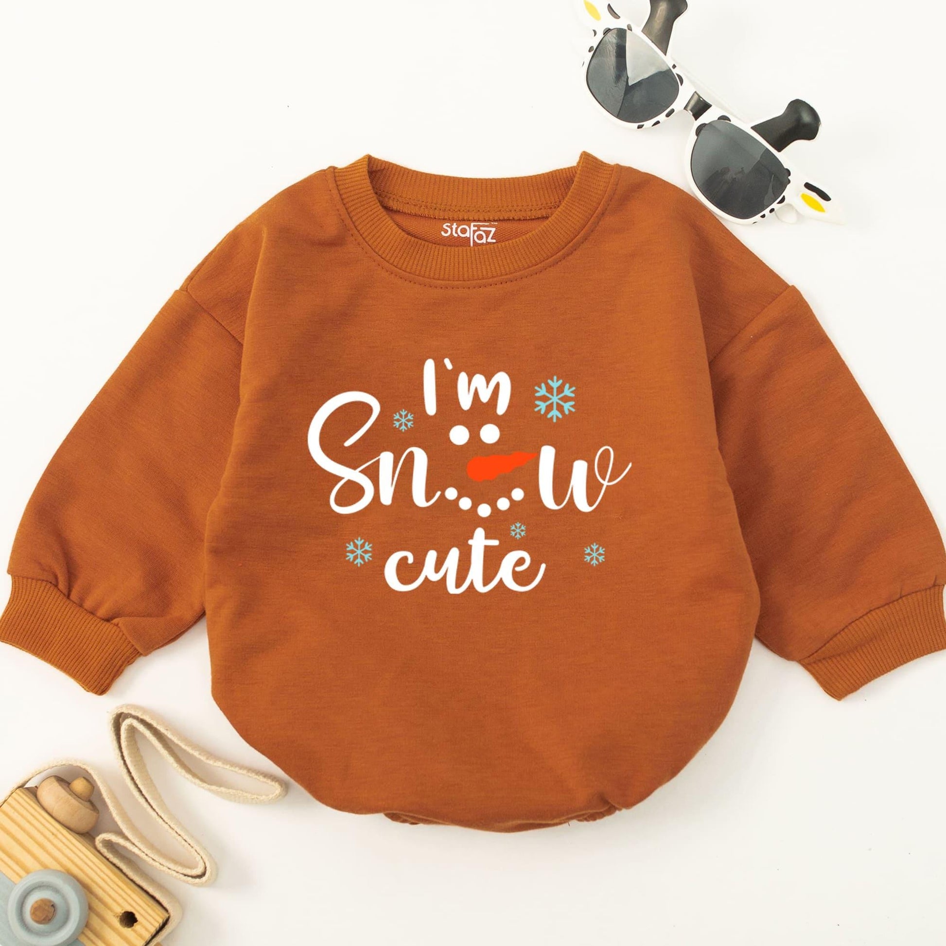 Snow Cute Baby Romper - Punny Holiday Outfit Christmas Gift