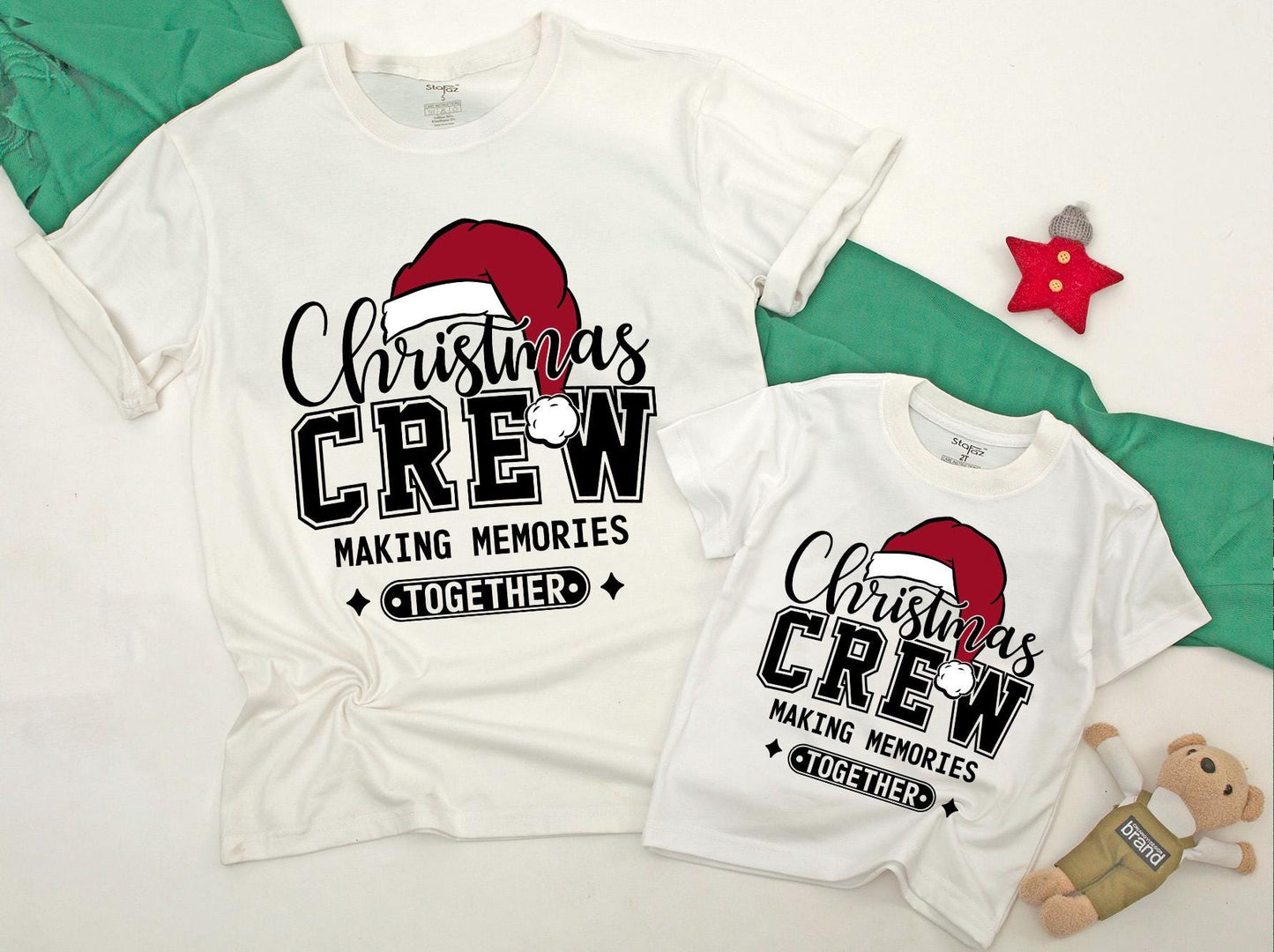 Christmas Crew Matching Family Shirts Making Memories Together! Festive Holiday T-Shirts, Toddler Christmas Shirt, Newborn Romper, Santa Hat, Modern Xmas Fun (139)